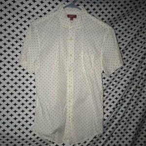 White polka dot button up shirt